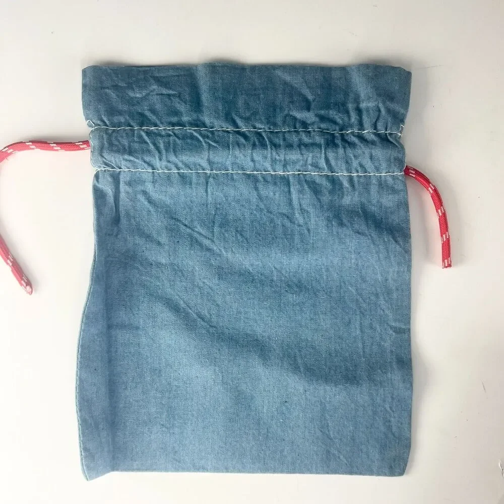 Sephora Play! Soft Denim Drawstring Cloth MakeUp Delicates Travel Bag Blue New